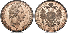 Franz Joseph I 2 Taler 1865-A MS61 NGC, Vienna mint, KM2249. A captivating example of this large emission of Franz Joseph I, with semi-Prooflike appea...