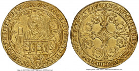 Brabant. Jeanne & Wenceslas gold Pieter d'Or ND (1355-1383) MS62 NGC, Louvain mint, Fr-11, Schneider-231, Delm-45. 4.05gm. +WЄnCЄLΛVS: Ƶ (retrograde):...