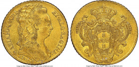 Maria I gold 6400 Reis 1790-R AU55 NGC, Rio de Janeiro mint, KM226.1, LMB-528. An appealing circulated representative lacking any flaws worthy of ment...
