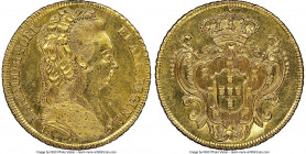 Maria I gold 6400 Reis 1800-R UNC Details (Mount Removed) NGC, Rio de Janeiro mint, KM226.1, LMB-538. Fully struck and consequently highly detailed. F...
