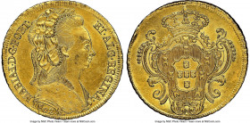 Maria I gold 6400 Reis 1802-R UNC Details (Cleaned) NGC, Rio de Janeiro mint, KM226.1, LMB-540. Fully struck on a bright, lemon-gold planchet. AGW 0.4...