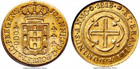 João Prince Regent gold 4000 Reis 1813-(R) MS65 NGC, Rio de Janeiro mint, KM235.2, LMB-573. At the peak of certified quality for the issue, and tied f...