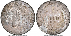 Republic silver Pattern 2000 Reis 1923 MS62 NGC, cf. LMB-E246 (silver), Bentes-E62.02A. superior representative of this scarce Pattern issue in silver...