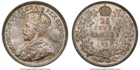 George V 25 Cents 1918 MS67 PCGS, Ottawa mint, KM24. Among the finest known for the date, this enchanting gem exhibits impeccably frosty surfaces alon...