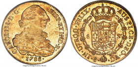 Charles III gold 8 Escudos 1788 So-DA MS62 PCGS, Santiago mint, KM27, Cal-2177, Onza-949. Given the standout condition for this type-date, it is littl...