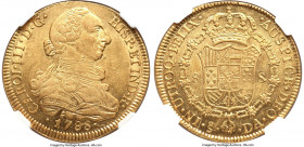 Charles III gold 8 Escudos 1788 So-DA MS61 NGC, Santiago mint, KM27, Cal-2177. An always popular date-mint combination for this bust-type 8 Escudos, e...