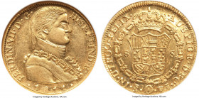 Ferdinand VII gold 8 Escudos 1811 So-FJ MS61 NGC, Santiago mint, KM72, Fr-28, Cal-1865. Imagined military bust type. Struck upon a pleasingly watery p...