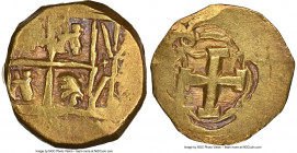 Philip V gold Cob 2 Escudos ND (1732-1744) AU58 NGC, Santa Fe (de Bogota) mint, KM25, Cal-Type 242, Restrepo-M80.12. 6.64gm. Bordering on Mint State p...
