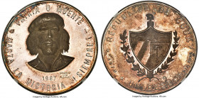 Republic silver Proof "Ernesto Che Guevara" Medallic Peso 1967 PR63 Cameo NGC, KM-XM31a. 40mm. An appreciable, choice commemorative Peso issued by Cen...