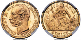 Danish Colony. Christian IX gold 4 Daler (20 Francs) 1904-(h) MS64+ NGC, Copenhagen mint, KM72, Sieg-31. A superb representative of one of the last is...