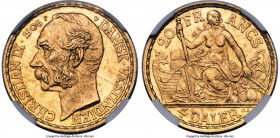 Danish Colony. Christian IX gold 4 Daler (20 Francs) 1905-(h) MS64+ NGC, Copenhagen mint, KM72. Brimming with golden radiance, this example of a popul...