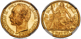 Danish Colony. Christian IX gold 4 Daler (20 Francs) 1905-(h) MS64 NGC, Copenhagen mint, KM72. The scarcer date of a two-year-only type. A delightful ...