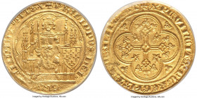 Philippe VI gold Ecu d'Or à la chaise ND (1328-1350) MS61 NGC, Paris mint, Fr-270, Dup-249 var. (not listed with annulet at start of reverse legend). ...