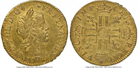 Louis XIV gold 1/2 Louis d'Or à la Mèche Longue 1653-A UNC Details (Cleaned) NGC, Paris mint, KM164.1, Fr-419, Gad-235 (R3). A highly respectable repr...