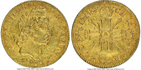 Louis XIV gold Louis d'Or 1701-A AU58 NGC, Paris mint, KM334.1, Fr-436, Gad-253. Borderline Mint State in appearance and appeal, expressing subtle sil...