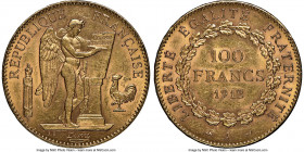 Republic gold 100 Francs 1912-A MS62 NGC, Paris mint, KM858, Gad-1137a. Mintage: 20,000. Softly toned and unveiling ample luminescence at every turn. ...