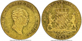 Bavaria. Maximilian I Josef gold Ducat 1825 AU58 NGC, KM718, Fr-265. Featuring a tiny mintage of just 3,000 pieces for this small, gold, last year of ...