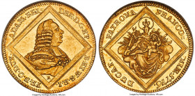 Würzburg. Adam Friedrich gold Ducat 1776 AU58 NGC, KM409, Fr-3725. An arguably conservatively graded example of this Madonna and Child Ducat type-- an...