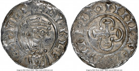William II, Rufus (1087-1100) Penny ND (1089-1092) UNC Details (Bent) NGC, Hertford mint, Thidric as moneyer, Cross-in-Quatrefoil type, S-1259, N-852....