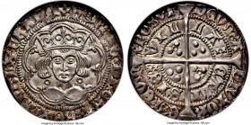 Henry VI (1st Reign, 1422-1461) Groat (4 Pence) ND (1422-1427) MS63 NGC, Calais mint, Incurved pierced cross mm, Annulet issue, S-1836. An enchanting ...