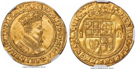 James I gold Double Crown ND (1605-1606) MS61 NGC, Tower mint, Coronet mm, Fourth bust, KM39, S-2622. 29mm. 5.06gm. A scarce Mint State survivor of th...
