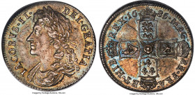 James II Shilling 1685 MS63 NGC, KM451.1, S-3410, ESC-760 (prev. ESC-1068). A superb offering of this early milled Shilling rarely encountered so fine...