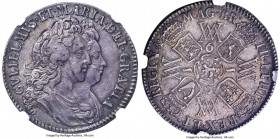 William & Mary 1/2 Crown 1691 AU50 NGC, KM477, S-3436, ESC-850 (prev. ESC-516). TERTIO edge. Modestly circulated and long-since toned to a deep steel-...