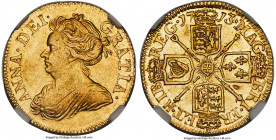 Anne gold 1/2 Guinea 1713 AU58 NGC, KM527, S-3575. A flashy example of this popular series in borderline Mint State preservation, displaying only the ...