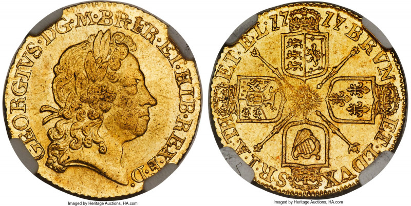 George I gold 1/2 Guinea 1717 MS62 NGC, KM541.1, S-3635. A wholly enticing speci...