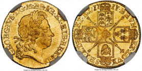 George I gold 1/2 Guinea 1717 MS62 NGC, KM541.1, S-3635. A wholly enticing specimen certified just shy of Choice Mint State, expressing attractive and...