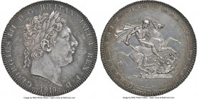 George III Crown 1819-LIX MS61 NGC, KM675, S-3787. A wonderful example of the early work of noted engraver Pistrucci, for which he is best known for h...