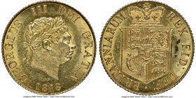 George III gold 1/2 Sovereign 1818 MS63 NGC, KM673, S-3786. A lustrous and desirable specimen of this fractional gold issue of George III, generally e...
