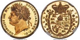 George IV gold Proof 1/2 Sovereign 1821 Proof Details (Obverse Cleaned) NGC, KM681, S-3802. An attractive example that presents quite well despite its...