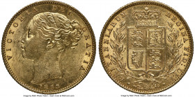 Victoria gold Sovereign 1853 MS62 NGC, KM736.1, S-3852C. WW raised variety. Near-Choice Mint State in all regards and precluded from finer designation...
