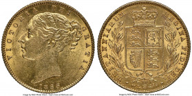 Victoria gold Sovereign 1866 MS62 NGC, KM736.2, S-3853. Brilliance abounding, this near-choice representative from the iconic Sovereign series of Vict...