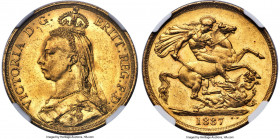 Victoria gold 2 Pounds 1887 MS61 NGC, KM768, S-3865. Satiny and decidedly Mint State, featuring a sharp Jubilee Head portrait of Queen Victoria and a ...