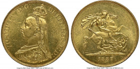 Victoria gold 5 Pounds 1887 MS62 NGC, KM769, S-3864. A wholly appreciable example of a type that has significantly risen in popularity in recent memor...