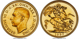 George VI gold Proof 2 Pounds 1937 PR64 NGC, KM860, S-4075. A widely collected, Choice Mint State specimen from this iconic inaugural series that trad...