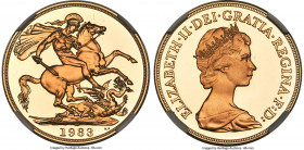 Elizabeth II 3-Piece Certified gold Proof Sovereign Set 1983 NGC, 1) 1/2 Sovereign - PR69 Cameo, KM922 2) Sovereign - PR68 Ultra Cameo, KM919 3) 2 Pou...