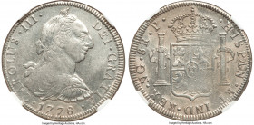 Charles III 8 Reales 1778 NG-P AU50 NGC, Nueva Guatemala mint, KM36.2, Cal-1010. An elusive type-date that rarely appears in finer certified states. T...