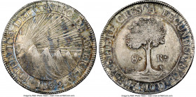 Central American Republic 8 Reales 1842/0 NG-MA MS62 NGC, Nueva Guatemala mint, KM4, WR-11, cf. Elizondo-103 (this overdate not listed), Stickney-C92....