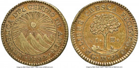 Central American Republic gold Escudo 1824 NG-M AU53 NGC, Nueva Guatemala mint, KM6, Fr-29, Stickney-C100. A scarce Central American Republic Escudo t...