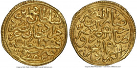 Ottoman Empire. Mehmed II (2nd Reign, AH 855-886 / AD 1451-1481) gold Sultani AH 883 (AD 1478/1479) UNC Details (Bent) NGC, Constantinople mint (in Tu...