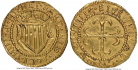 Cagliari. Filippo V gold Scudo d'Oro 1703 MS62 NGC, KM27, Fr-145. 3.08gm. A decidedly well-struck specimen of the type, minted during Spanish rule of ...