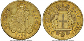 Genoa. Republic gold 96 Lire 1795 AU Details (Reverse Scratched) NGC, Genoa mint, KM251, Fr-444. Positively enchanting and imbued with notable and ple...
