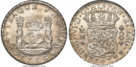 Ferdinand VI 8 Reales 1754 Mo-MM/MF MS62 NGC, Mexico City mint, KM104.2, Cal-486. A respectable example of the type with prominent mint frost witnesse...