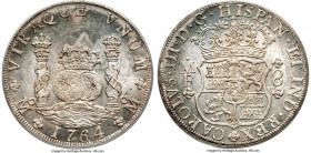Charles III 8 Reales 1764 Mo-MF MS63 PCGS, Mexico City mint, KM105, Cal-1087. Displaying razor-sharp device outlines to the obverse pillars, globes, a...