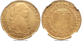 Charles IV gold 8 Escudos 1808 Mo-TH XF45 NGC, Mexico City mint, cf. KM159 (this variety not recorded for the date), Cal-1657 (simply stated as invert...
