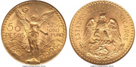 Estados Unidos gold 50 Pesos 1926 MS64 NGC, Mexico City mint, KM481, Fr-172. Satiny and exhibiting a potent cartwheel effect with predominantly light,...