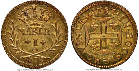 Maria I gold 400 Reis 1787 MS65 NGC, Lisbon mint, KM291, Fr-121. Struck to splendid sharpness, the offering at hand vastly exceeds the expected preser...